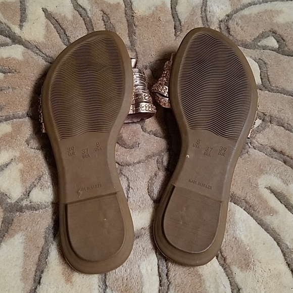 Rose gold strappy flats. - Picture 2 of 3